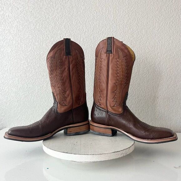 Rod Patrick Mens Cowboy Boots Size 12AA Brown Smooth Ostrich Western Square Toe - Picture 10 of 15